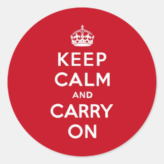 London Red Keep Calm and Carry On Classic Round Sticker