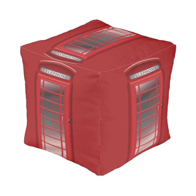London Red Phone Booth  Call Box Pouf (Angled Back)