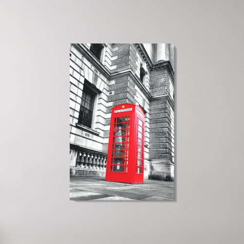 London Red Phone Box Wrapped Canvas Print