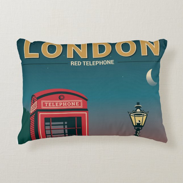 London Red Telephone Accent Pillow (Front)