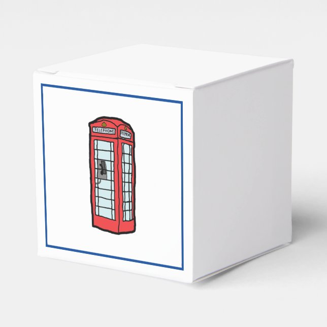 London Red Telephone Booth Iconic British Travel Favor Boxes (Front Side)