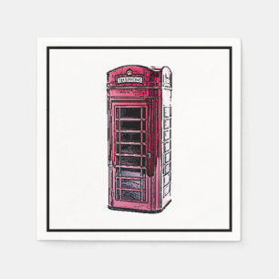 London Red Telephone Booth Iconic British Travel Napkins