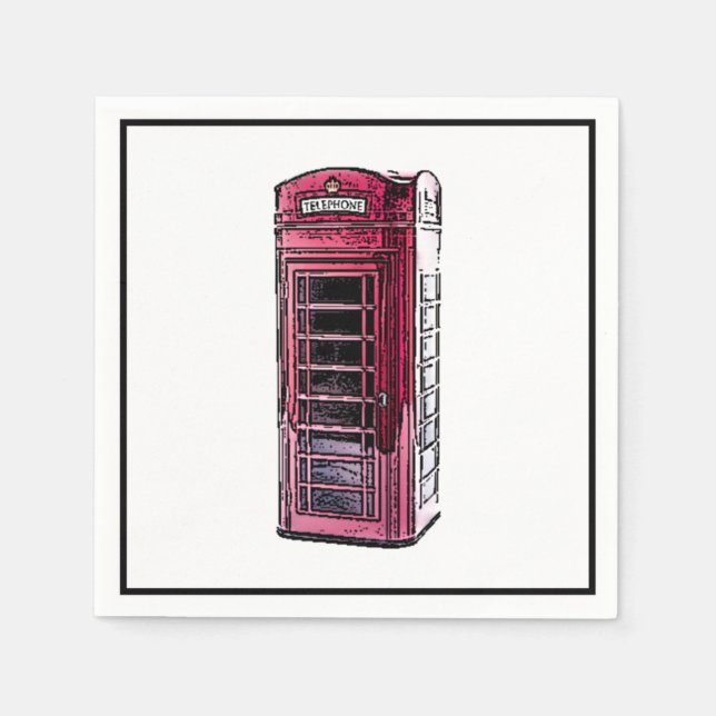 London Red Telephone Booth Iconic British Travel Napkins (Front)