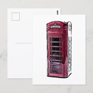 London Red Telephone Booth Iconic British Travel Postcard
