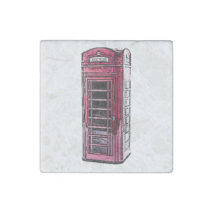 London Red Telephone Booth Iconic British Travel Stone Magnet