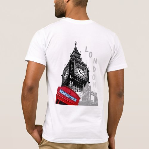 London Red Telephone Box Big Ben Clock Tower T_Shirt