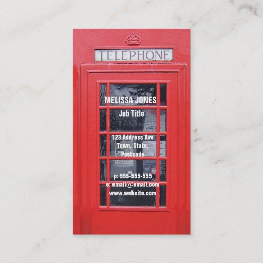 Customizable London Red Telephone Box Business Card
