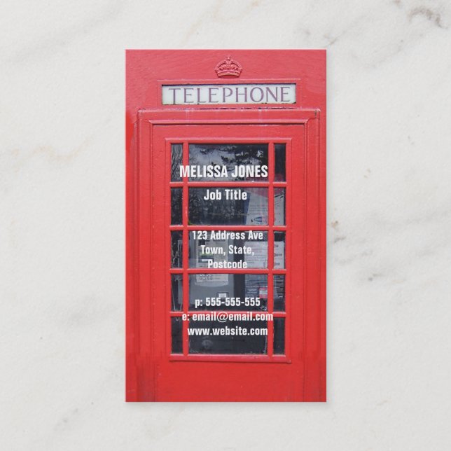 London Red Telephone Box Business Card (Front)
