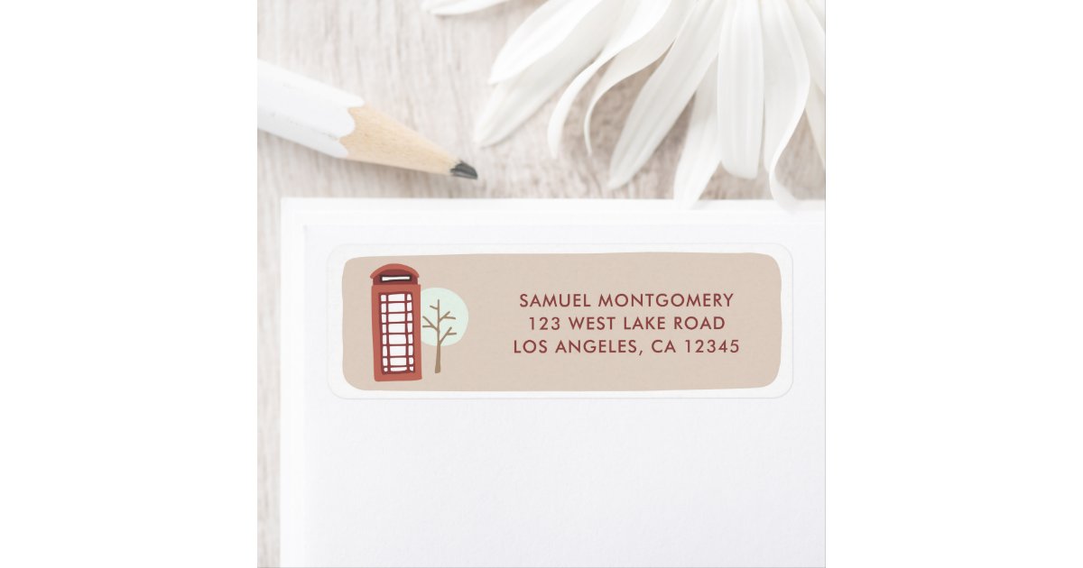 London Red Telephone Box Holiday Return Address Label | Zazzle.com