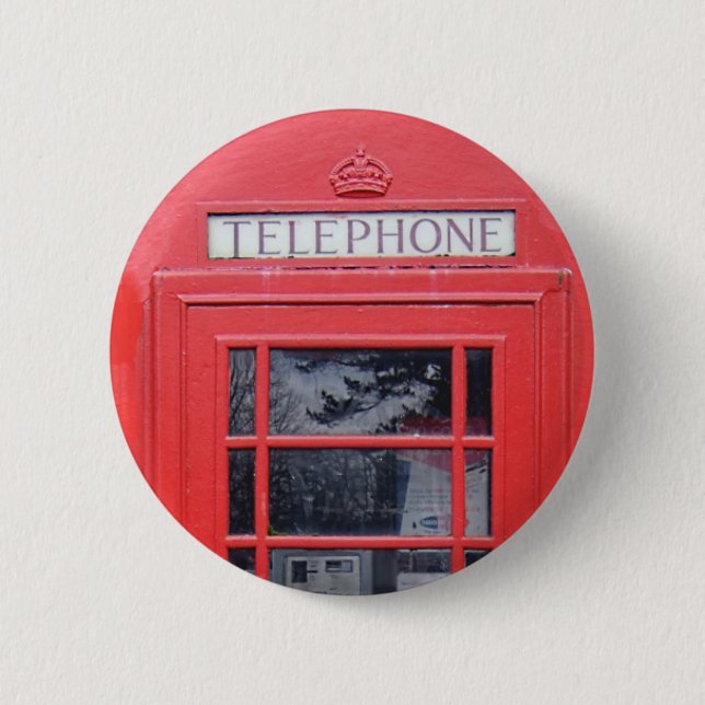 London Red Telephone Box Pinback Button (Front)