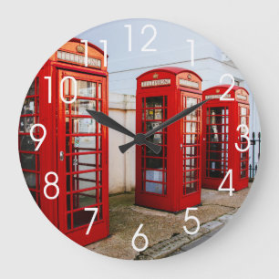 London Red Telephone Boxes, Photograph Large Clock