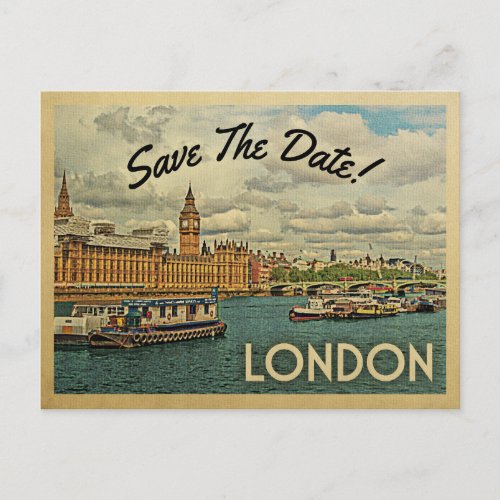 London Save The Date UK England Announcement Postcard