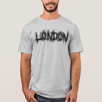 London Scratch T-shirt Black by pixibition at Zazzle