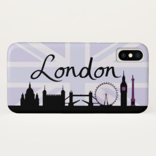London Script on Union Jack Sky & Sites Purple iPhone X Case