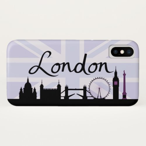 London Script on Union Jack Sky  Sites Purple iPhone X Case