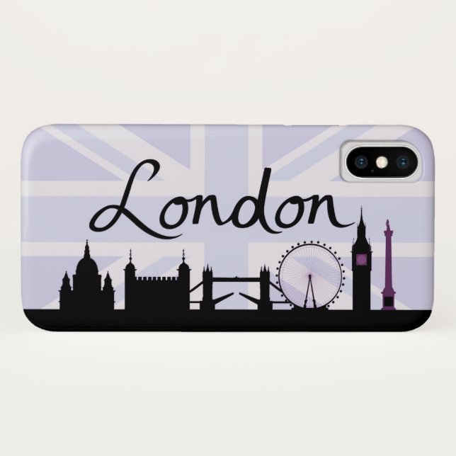 London Script on Union Jack Sky & Sites Purple Case-Mate iPhone Case (Back (Horizontal))