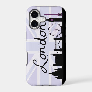 London Script on Union Jack Sky & Sites Purple iPhone 17 Case