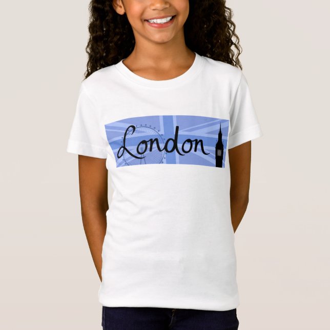 London Script & Union Jack Sky & Sites T-Shirt (Front)