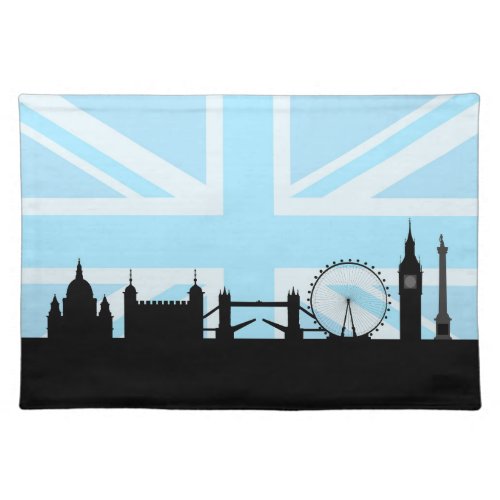 London Sites Skyline and Blue Union JackFlag Cloth Placemat