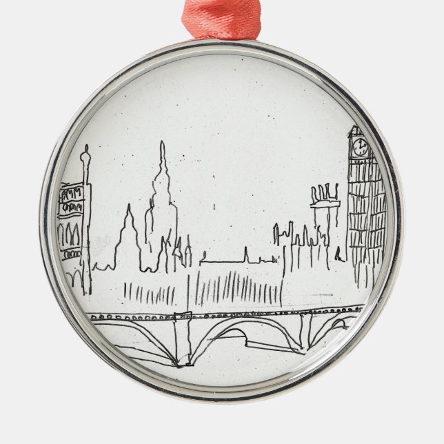 London Sketch Metal Ornament (Front)