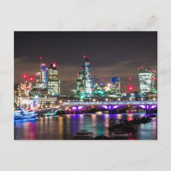 London Skyline And River Thames At Night Postcard by roughcollie at Zazzle