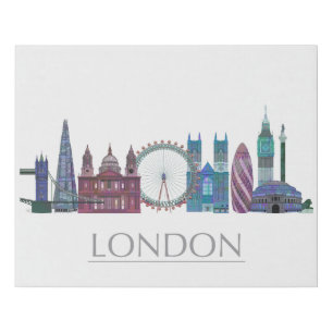 London Skyline Colored Buildings Faux Canvas Print
