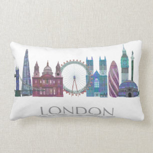 London Skyline Colored Buildings Lumbar Pillow