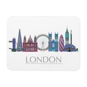London Skyline Colored Buildings Magnet