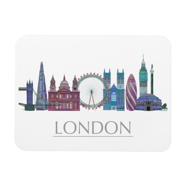 London Skyline Colored Buildings Magnet (Horizontal)