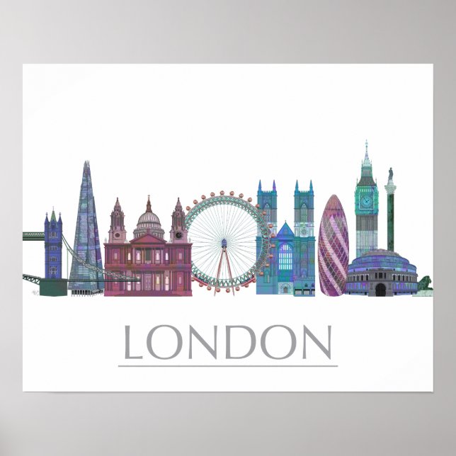 London Skyline Colored Buildings Poster (Front)