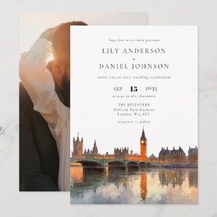 London Skyline Destination Photo Wedding Invitation