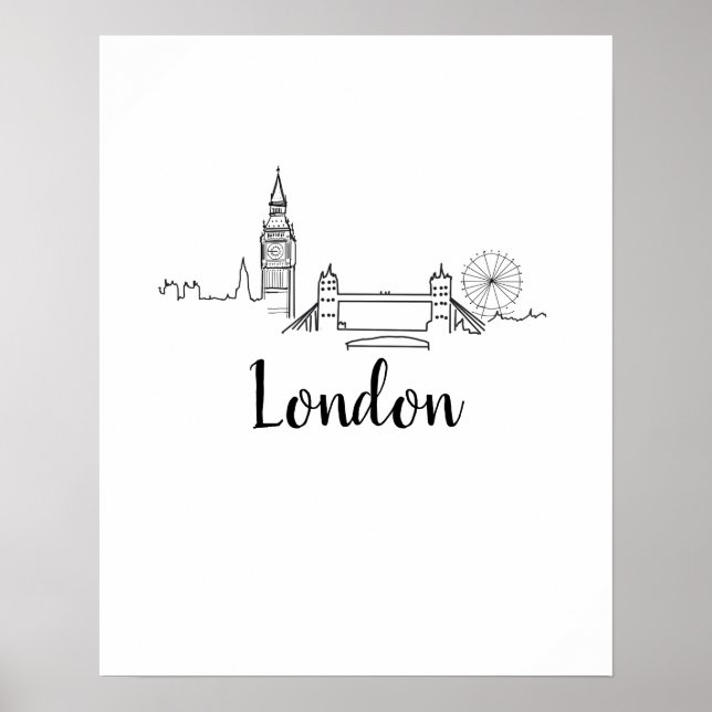 London Skyline Illustration Art Poster (Front)