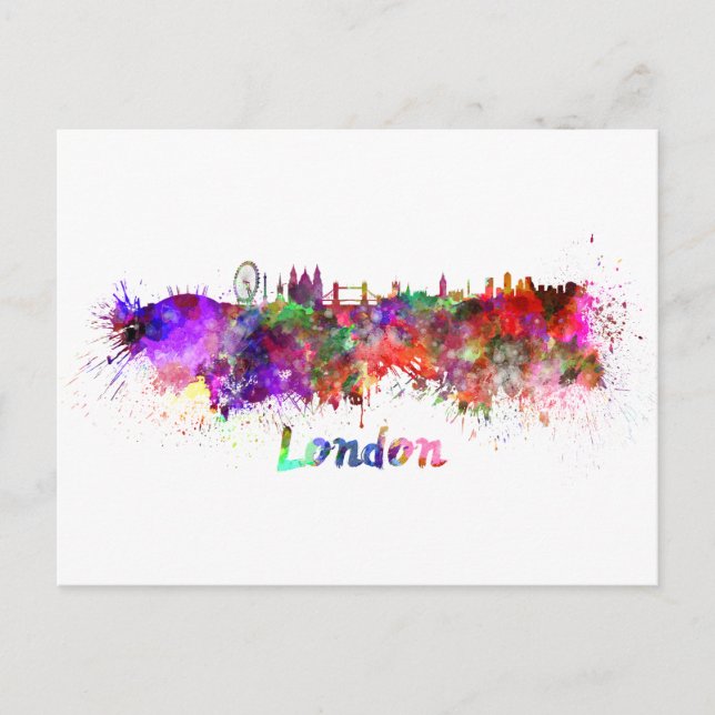 London skyline in watercolor postcard (Front)