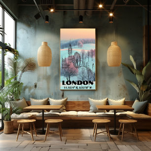 London: Skyline Line Art Coordinates and Photo Poster