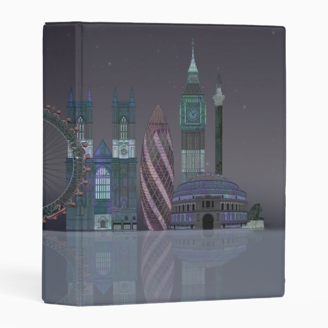 London Skyline Night Reflections Mini Binder (Front/Spine)