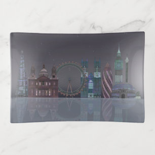 London Skyline Night Reflections Trinket Tray