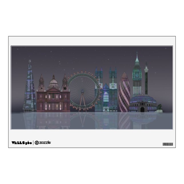 London Skyline Night Reflections Wall Decal (Front)