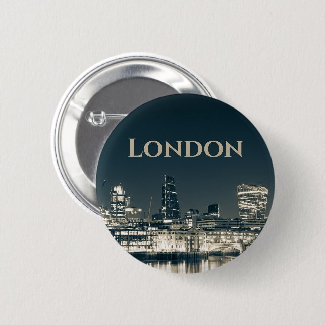 London Skyline Panorama Urban Souvenir Gift Button (Front & Back)