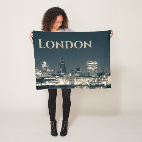 London Skyline Panorama Urban Souvenir Gift Fleece Blanket