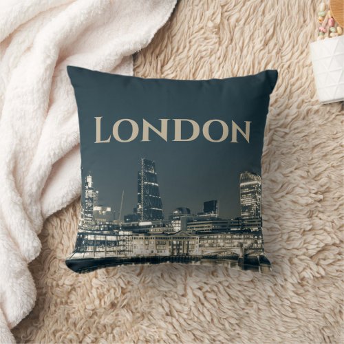 London Skyline Panorama Urban Souvenir Gift Throw Pillow