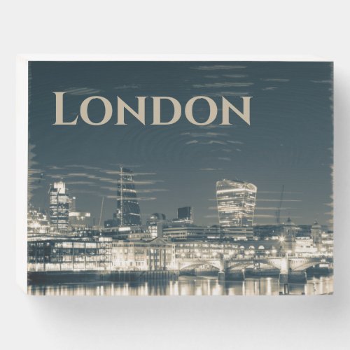 London Skyline Panorama Urban Souvenir Gift Wooden Box Sign