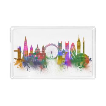London Skyline - Rainbow Acrylic Tray by worldartgroup at Zazzle