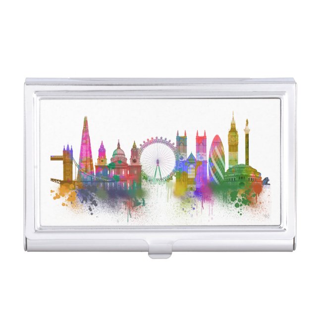 London Skyline - Rainbow Business Card Case (Front)