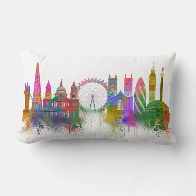 London Skyline - Rainbow Lumbar Pillow (Front)
