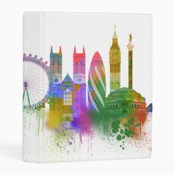 London Skyline - Rainbow Mini Binder by worldartgroup at Zazzle