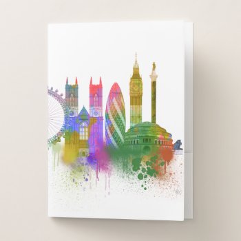 London Skyline - Rainbow Pocket Folder by worldartgroup at Zazzle