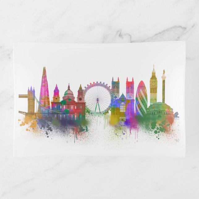 London Skyline - Rainbow Trinket Tray (Front)