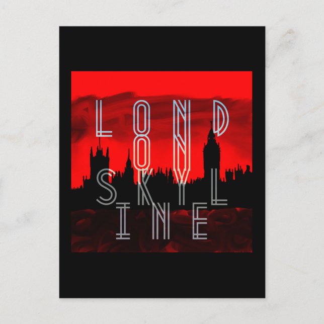 London skyline red black postcard (Front)