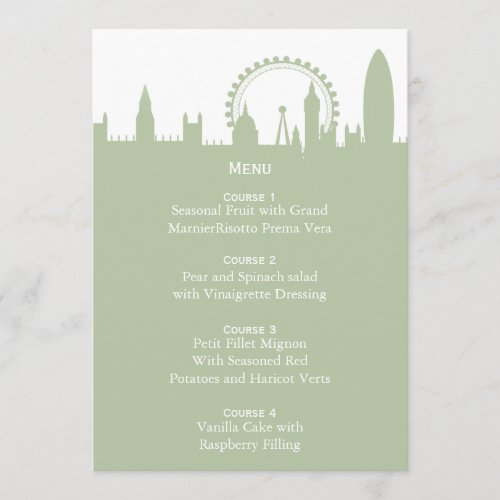 London Skyline Sage Menu Cards