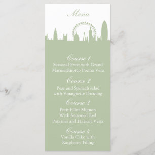 London Skyline Sage Personalized Menu cards